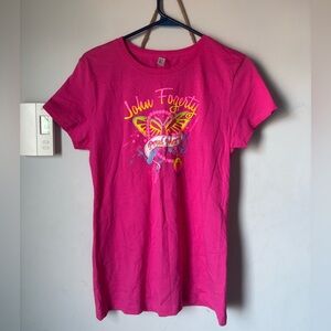 John Fogerty Short Sleeve T Shirt Youth XL/women’s XS EUC Pink Butterfly